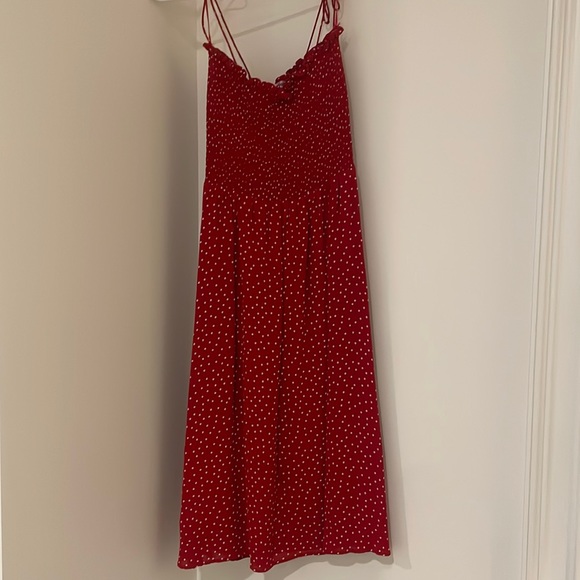 Reformation Dresses & Skirts - Red polka dot reformation dress. Can we strapless but also has thin straps